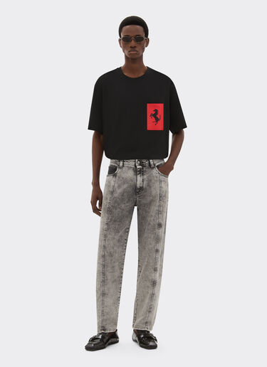 Ferrari Cotton T-shirt with Prancing Horse pocket Black 47824f