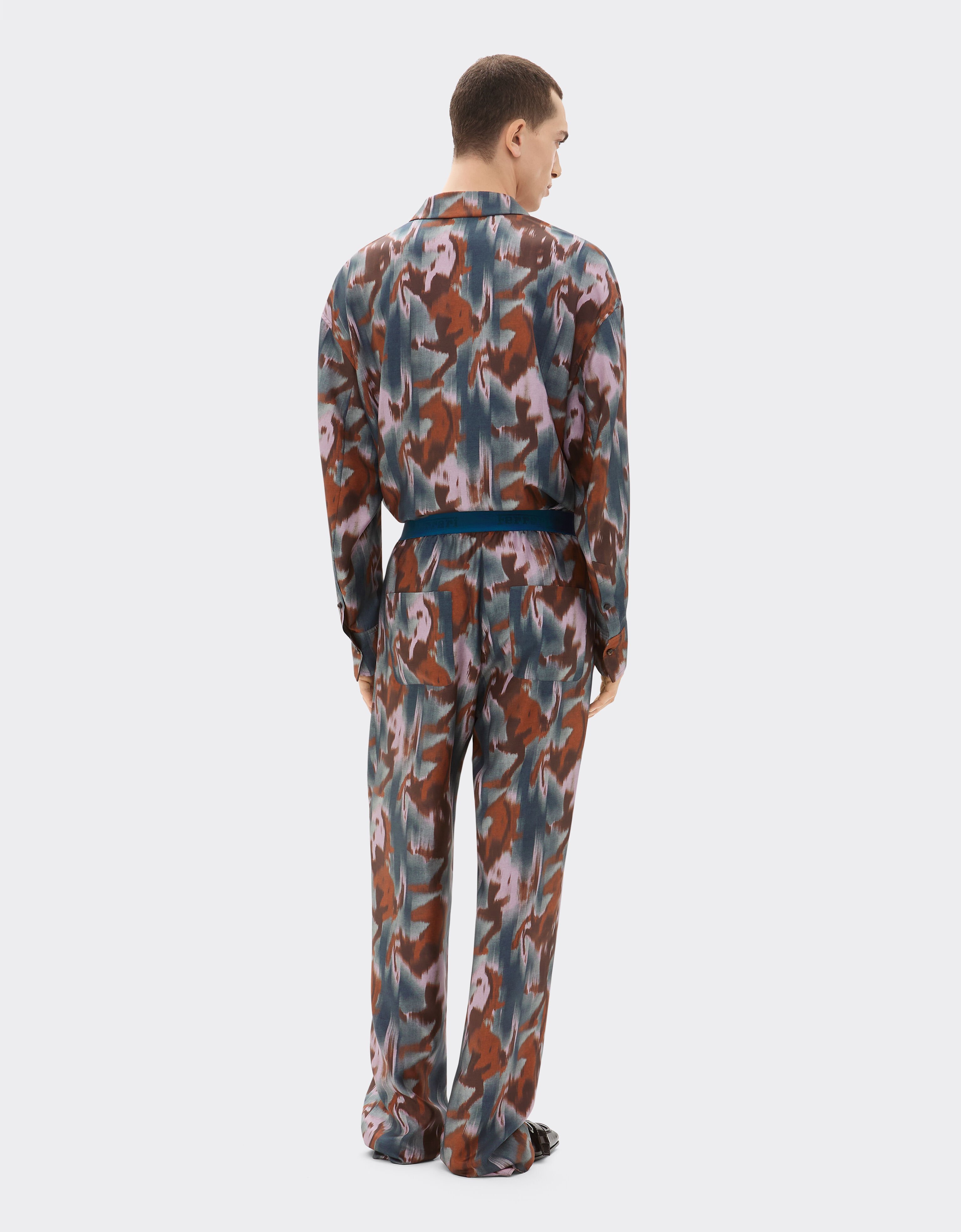 Ferrari Silk trousers with Cavallino Ikat print Peacock 22638f