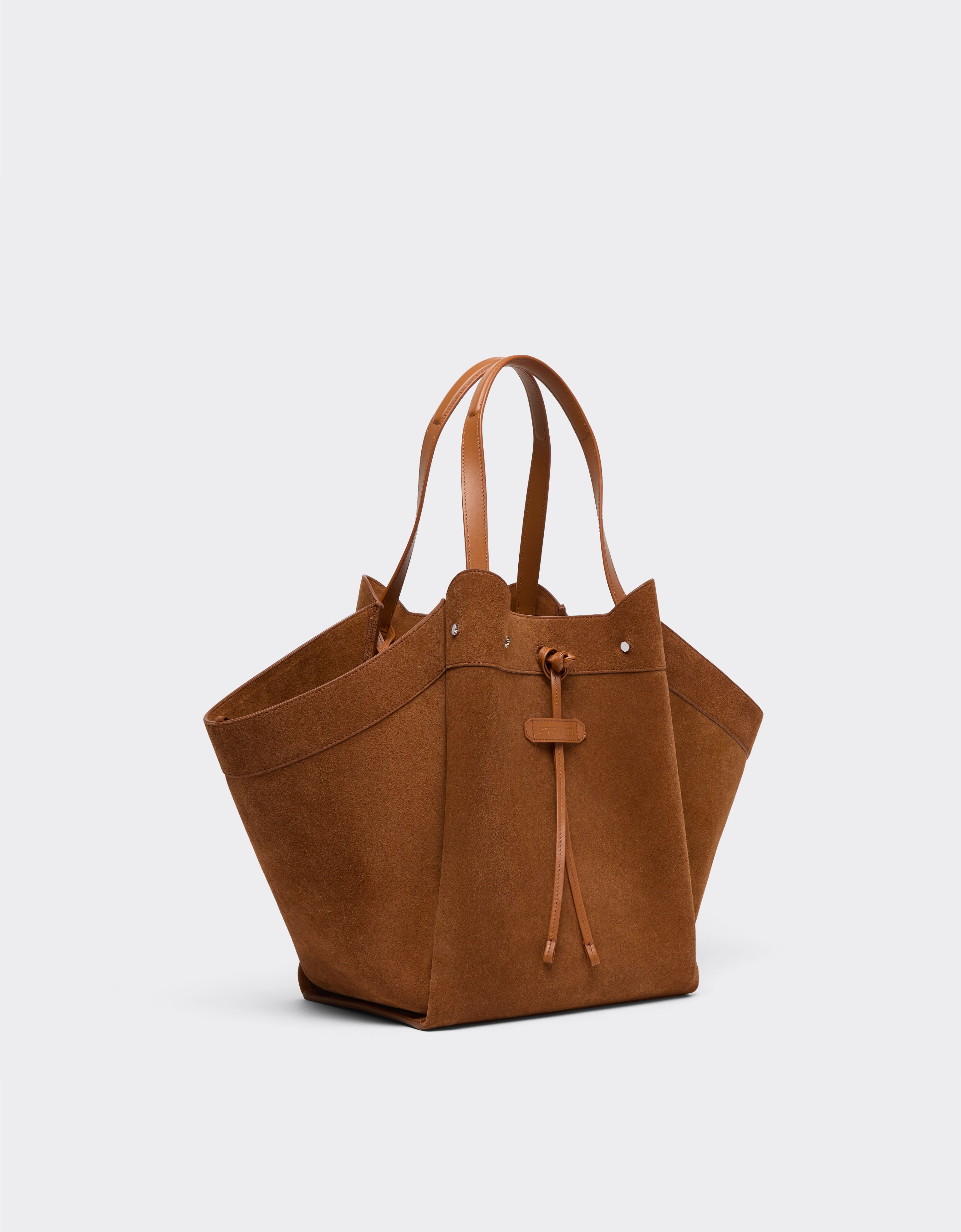 Ferrari Sac cabas en daim et cuir lisse Jute 50593f