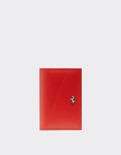 Ferrari Foldable card holder in smooth leather Rosso Dino 20616f