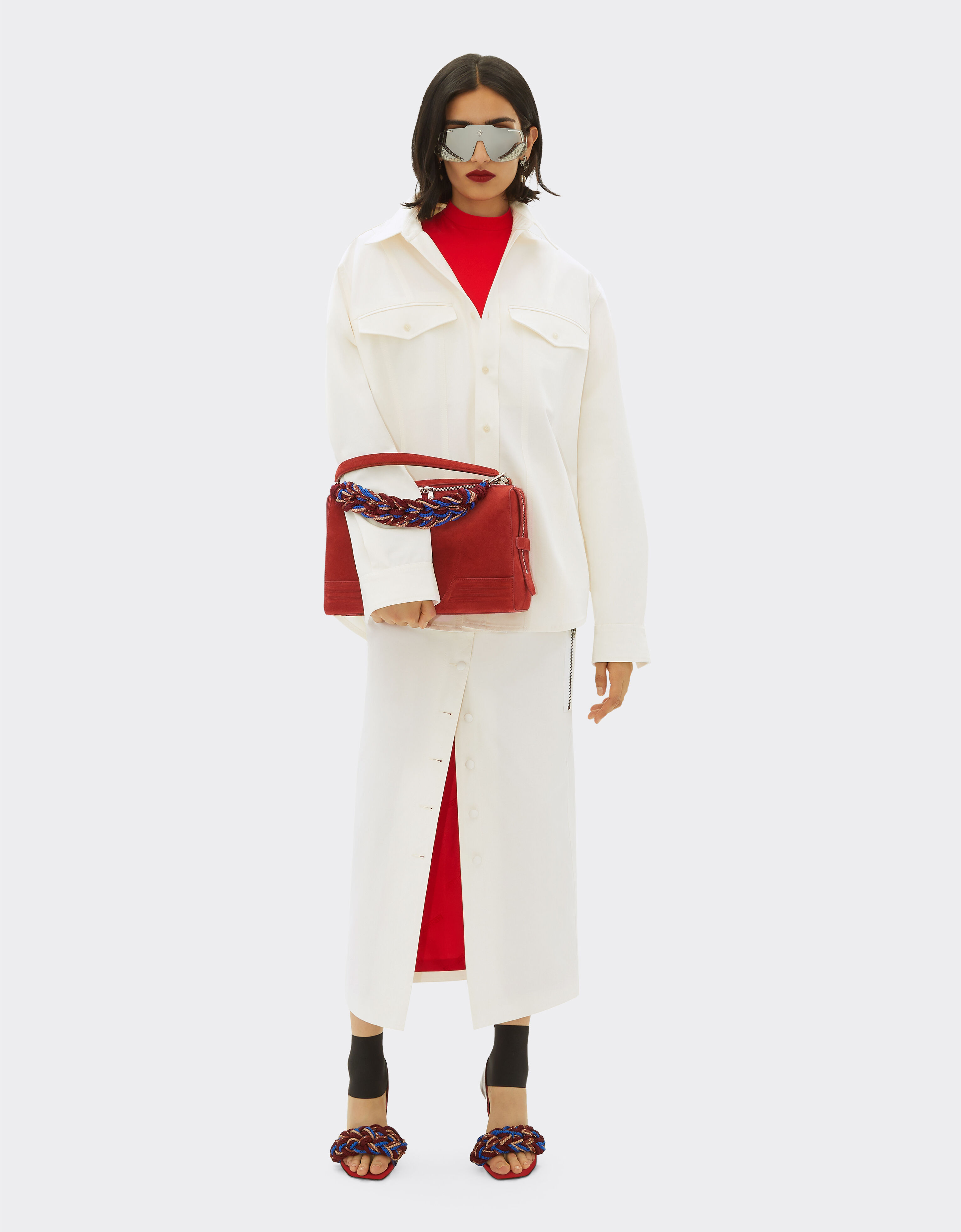 Ferrari GT shoulder bag in suede with livery motif in Rust Ferrari