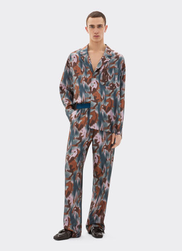 Ferrari Silk trousers with Cavallino Ikat print Peacock 22638f