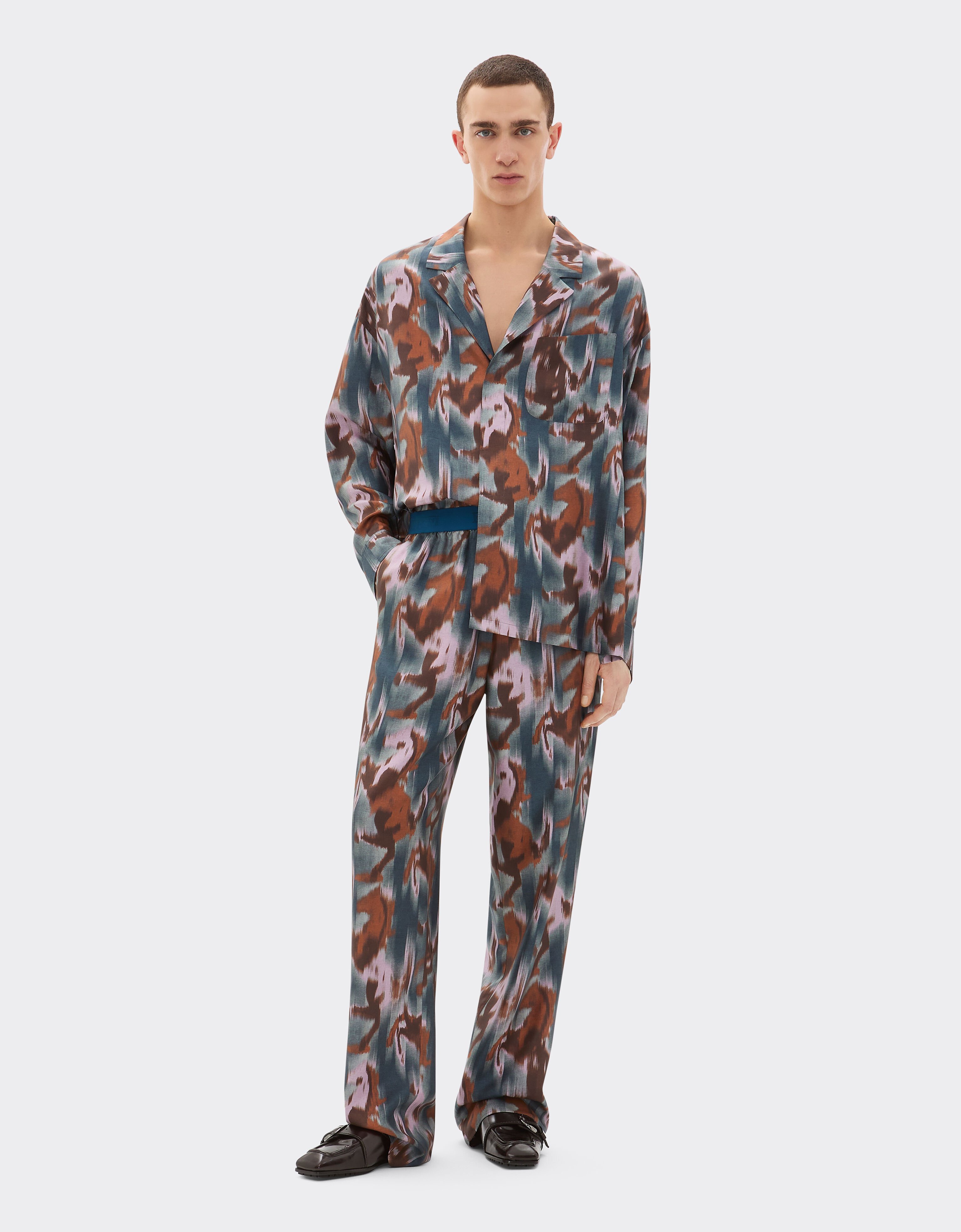 Ferrari Silk trousers with Cavallino Ikat print Peacock 22638f