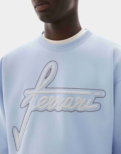 Ferrari Sudadera de cuello redondo con bordado Ferrari Powder Blue CJMSW0036JCO0046f