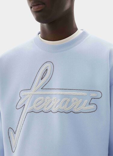 Sudadera de cuello redondo con bordado Ferrari Ferrari Sudadera de cuello redondo con bordado Ferrari Powder Blue CJMSW0036JCO0046f