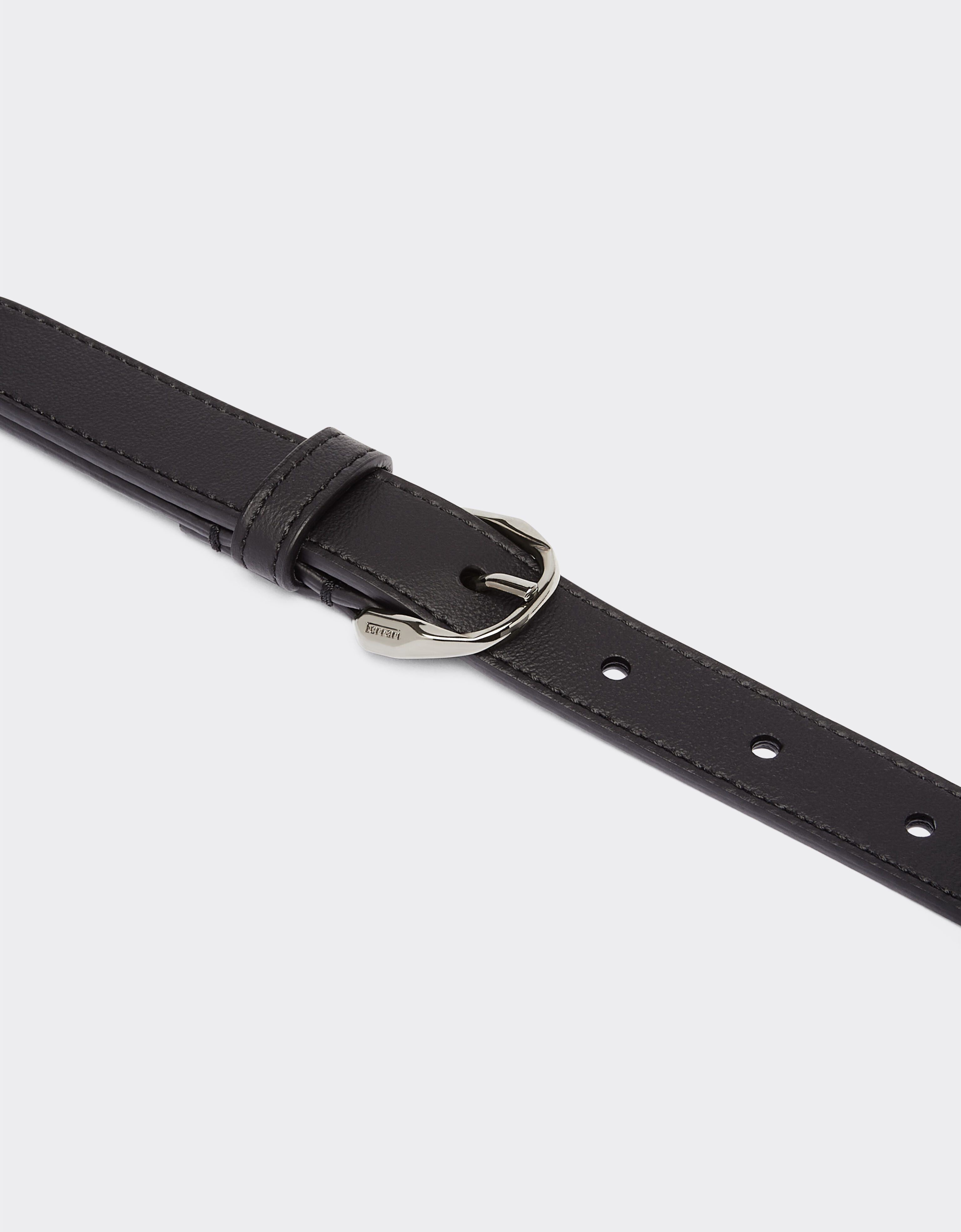 Ferrari Thin leather belt with Prancing Horse detail Black 20675f
