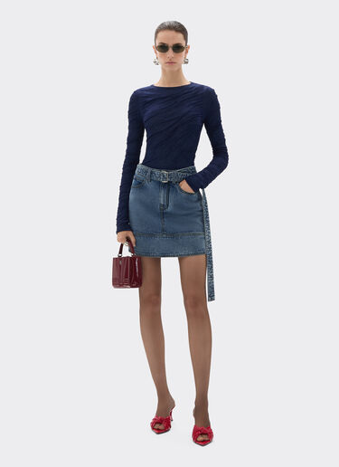 Pull slim en laine et coton Ferrari Pull slim en laine et coton Bleu marine 21034f