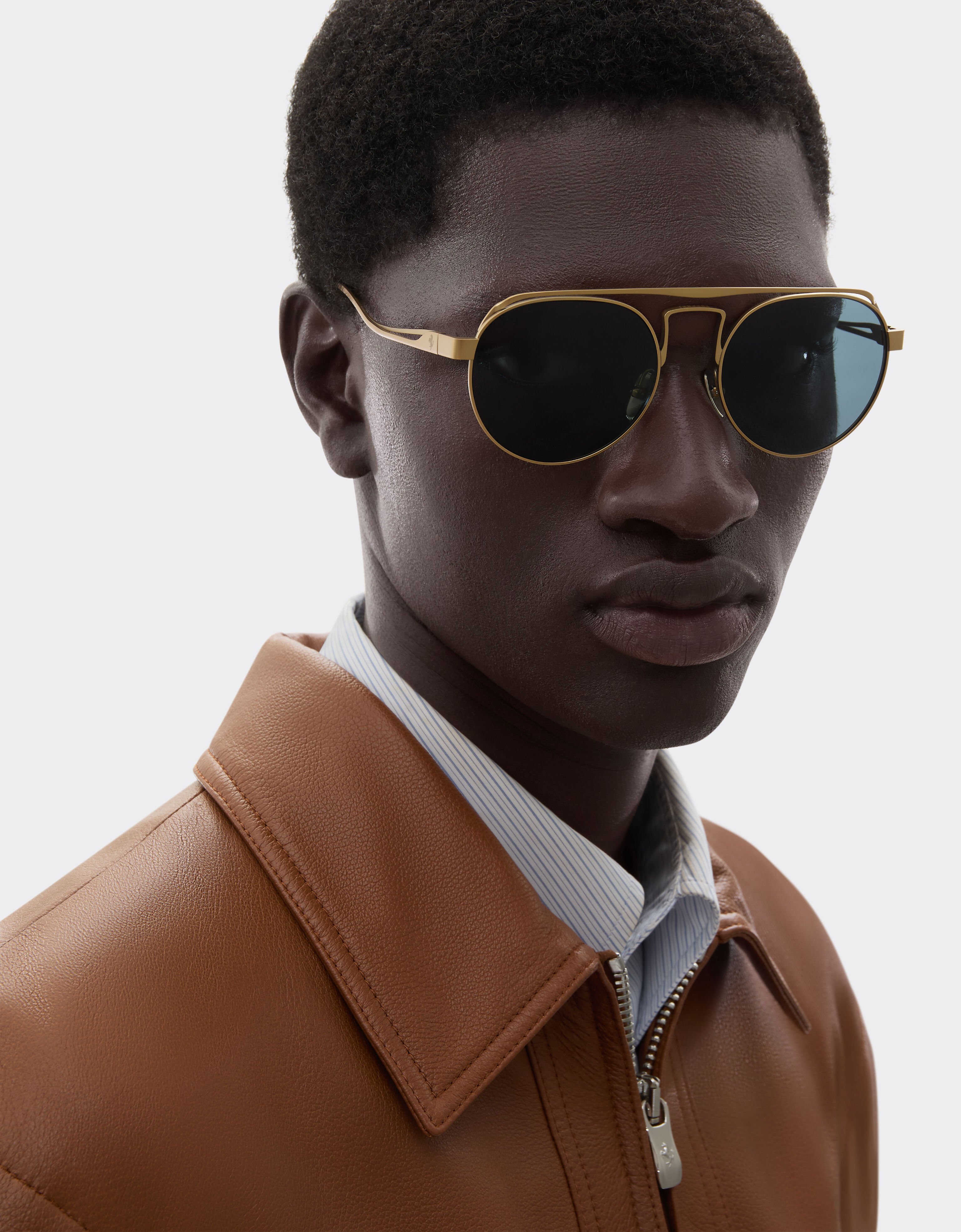 Ferrari Ferrari sunglasses in matte gold titanium with blue lenses Gold LA0EOf