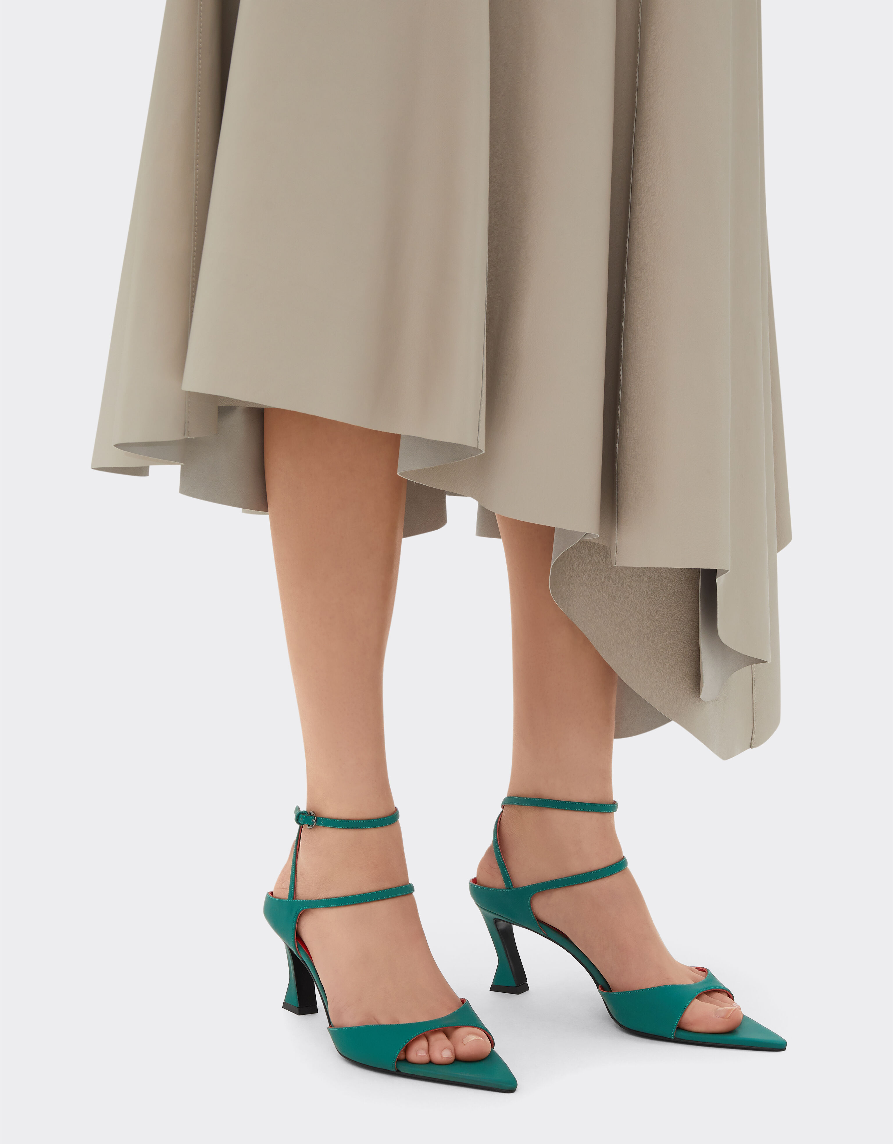 Ferrari Slingback sandals in rubberised leather Ficus Green 22008f