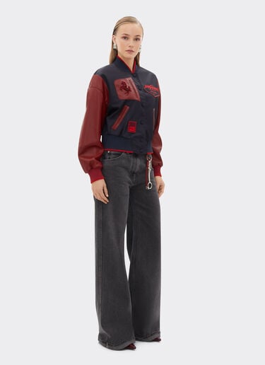 Ferrari Bomber jacket in Q-Cycle® nylon and leather Navy 50890f