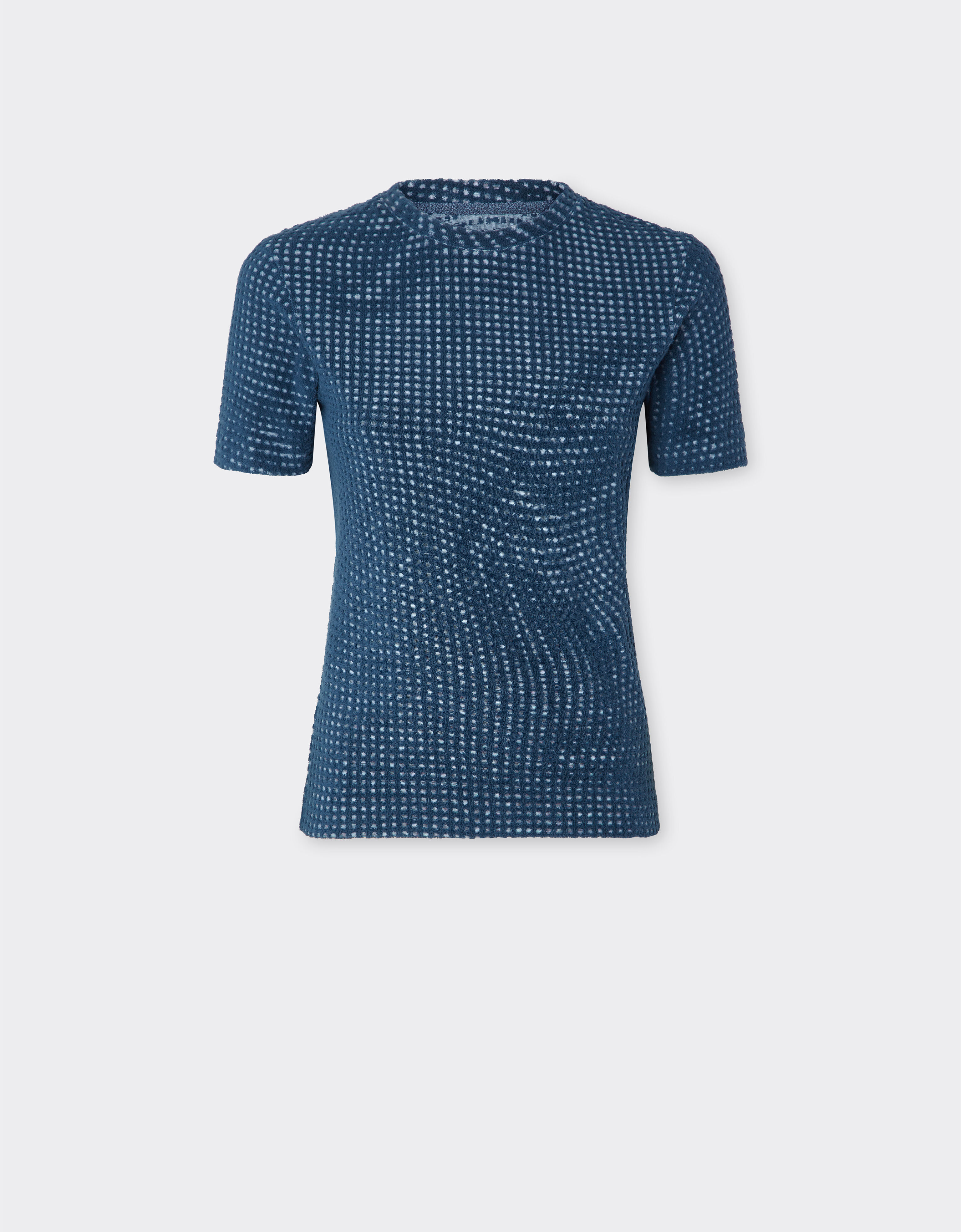 Ferrari T-shirt in spugna jacquard con motivo Cavallino Dots Blu Acciaio 22486f