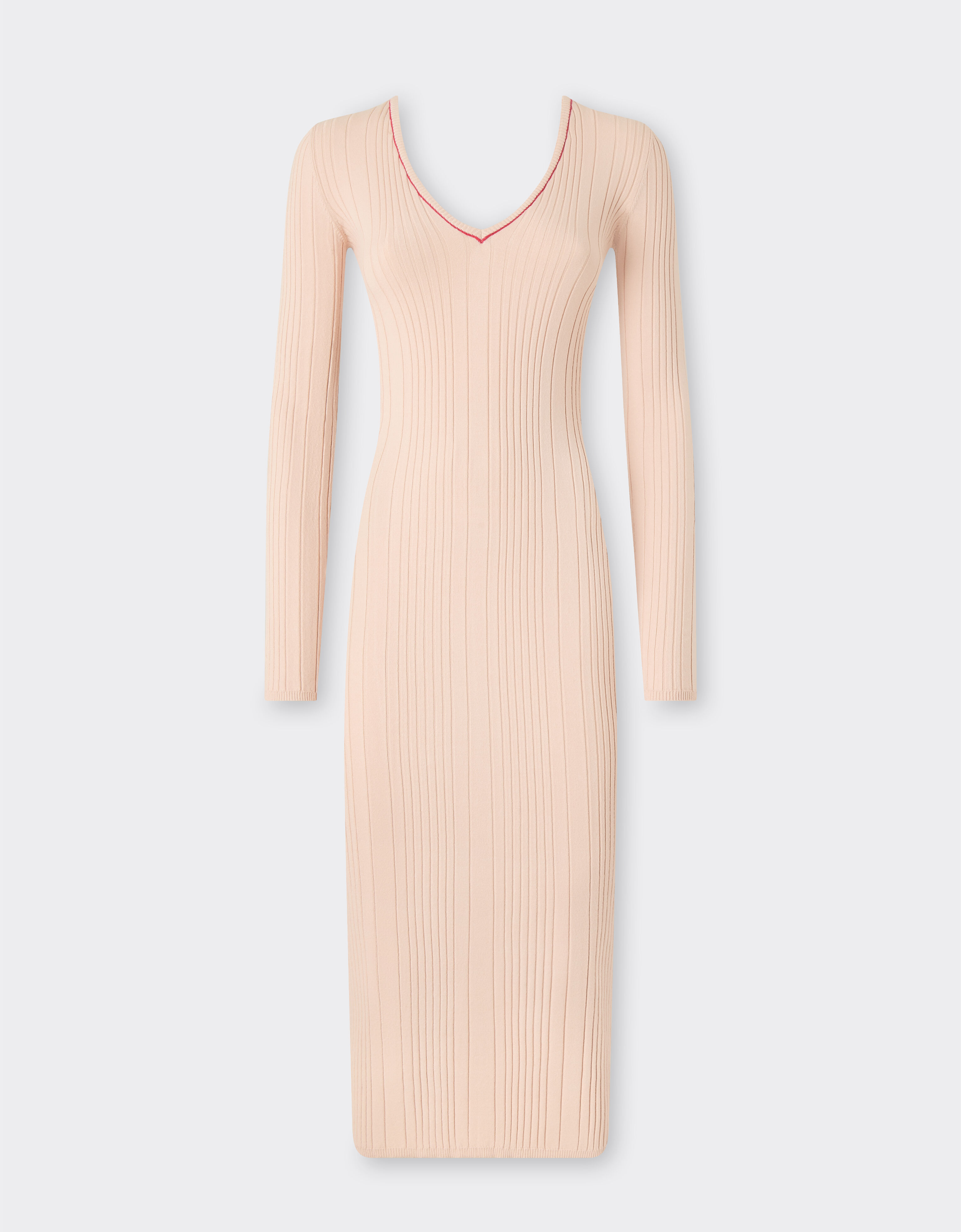 Ferrari Long dress in stretch viscose Powder Pink 49902f