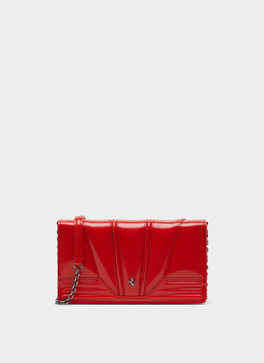 Ferrari Ferrari GT brushed leather wallet with chain shoulder strap Rosso Dino 51056f