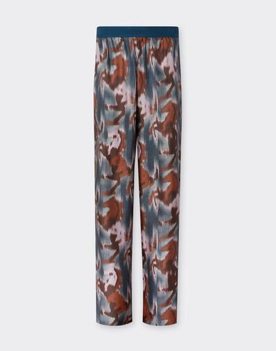 Ferrari Silk trousers with Cavallino Ikat print Peacock 22638f
