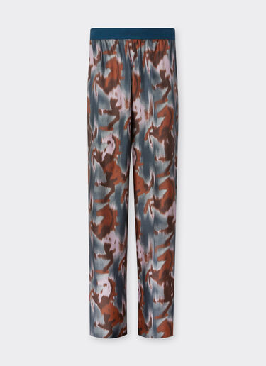 Ferrari Silk trousers with Cavallino Ikat print Peacock 22638f