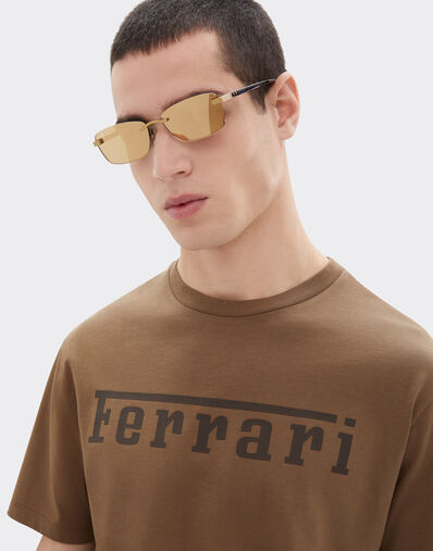 Ferrari Ferrari sunglasses in matte gold titanium and acetate with transparent gold mirrored lenses Oro LA0L9f