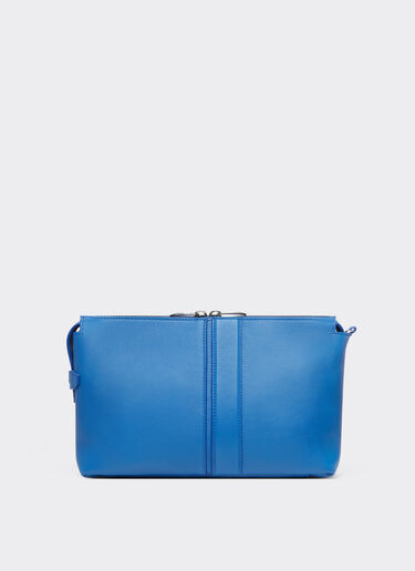 Ferrari Pochette zippée en cuir grainé Bleu Klein 22124f