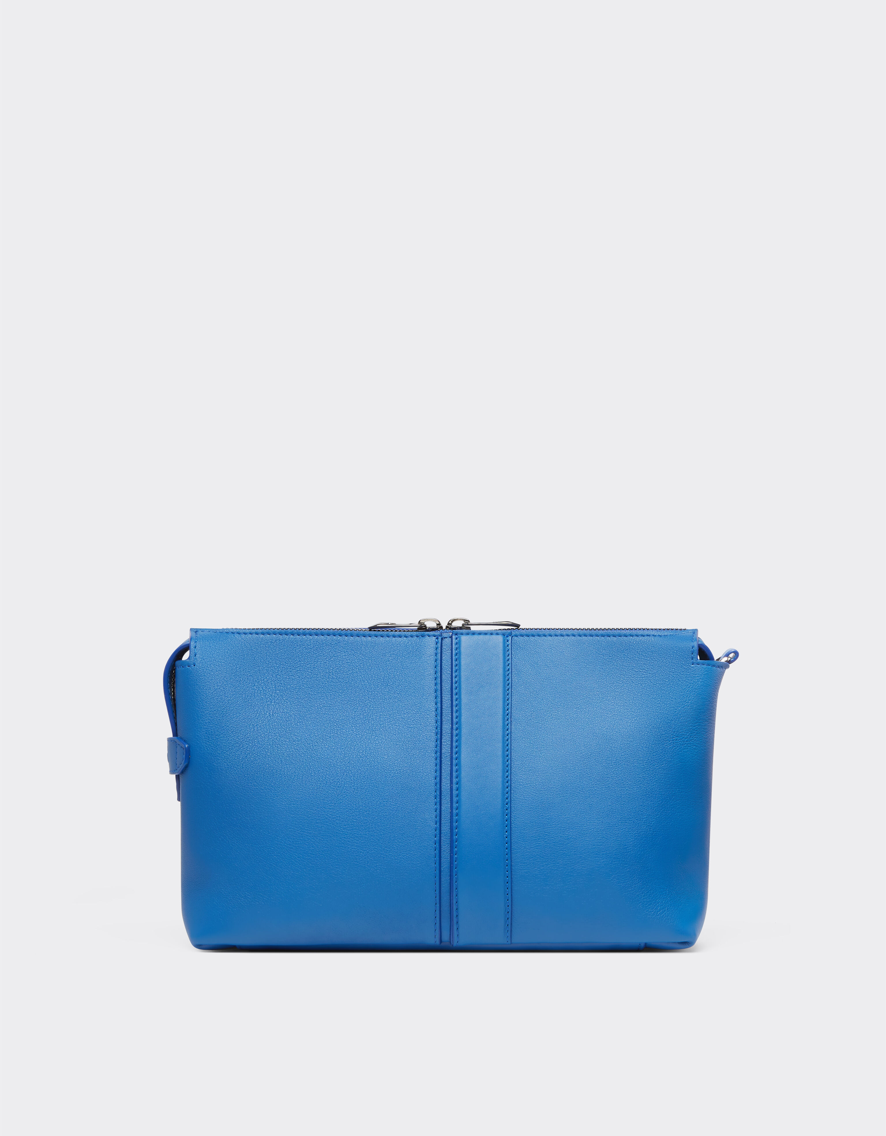 Ferrari Pochette zippée en cuir grainé Bleu Klein 22124f