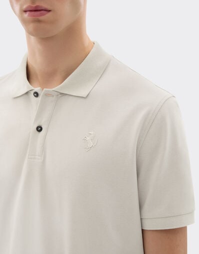 Ferrari Cotton piqué polo shirt with Prancing Horse Chalk 47822f