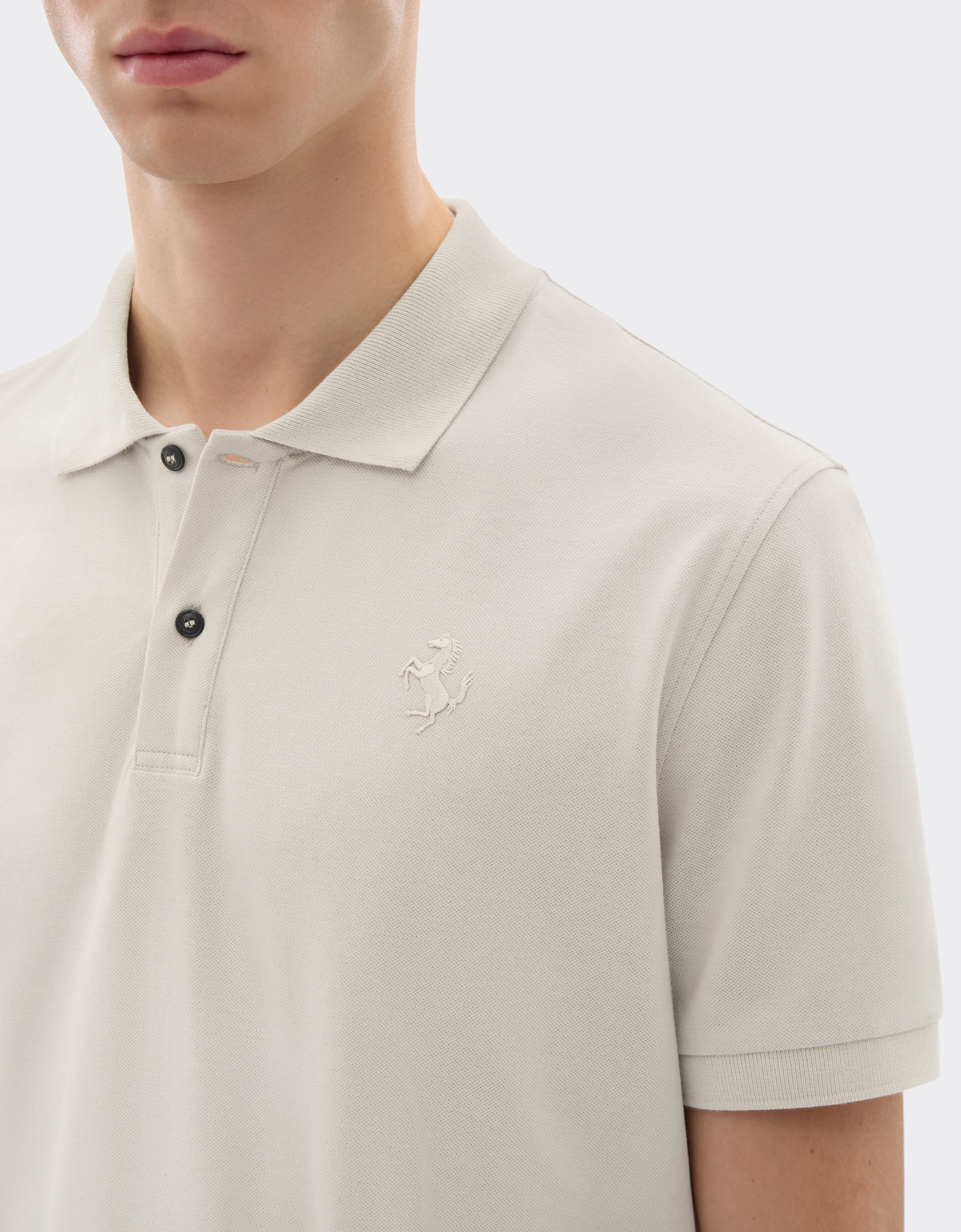 Ferrari Cotton piqué polo shirt with Prancing Horse Chalk 47822f