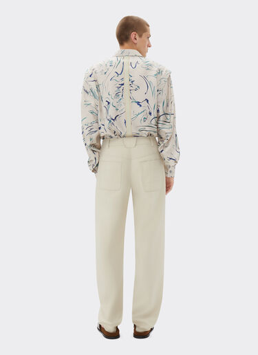 Ferrari Chemise en soie avec imprimé Cavallino Écru 21904f