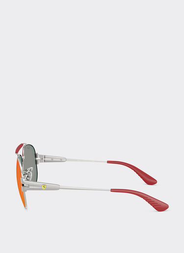 Ferrari Ray-Ban for Scuderia Ferrari RB3762M in silver-tone metal with blue/red mirror dark grey lenses Silver LA017f
