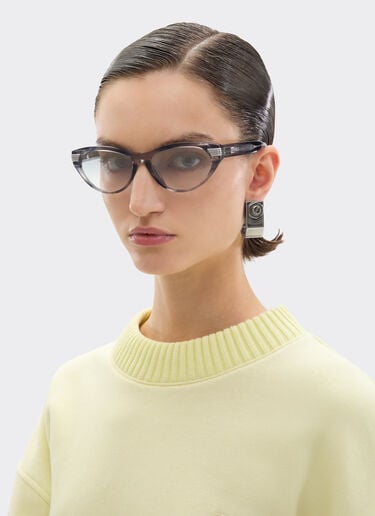 Gafas de sol de acetato azul a rayas con lentes espejadas en degradado gris Ferrari Gafas de sol de acetato azul a rayas con lentes espejadas en degradado gris Azul escocés LA0EZf