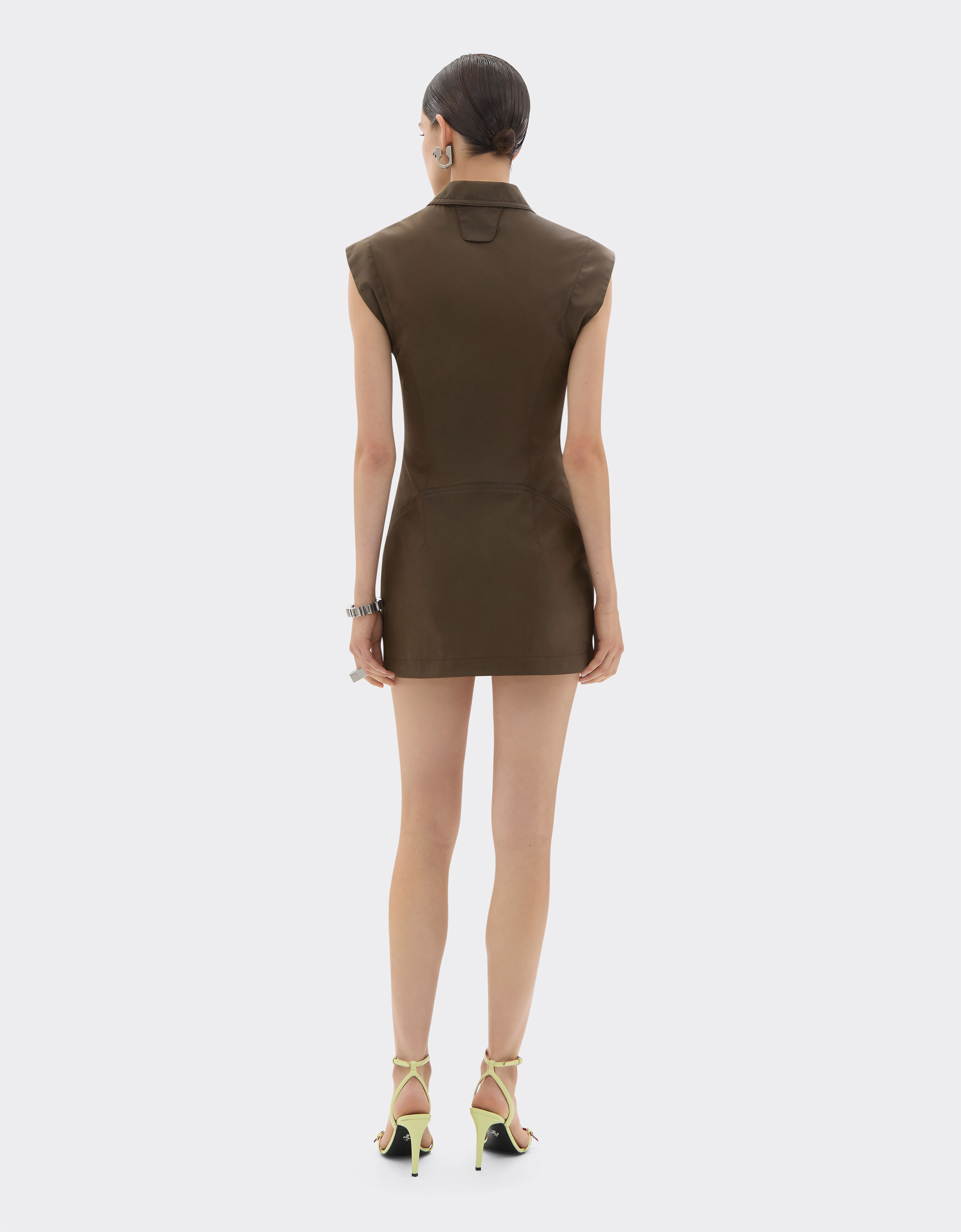 Ferrari Mini dress in technical gabardine with a vintage effect Khaki Green 49928f