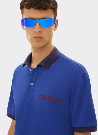 Ferrari 法拉利徽标短袖棉质 Polo 衫 古蓝色 48300f