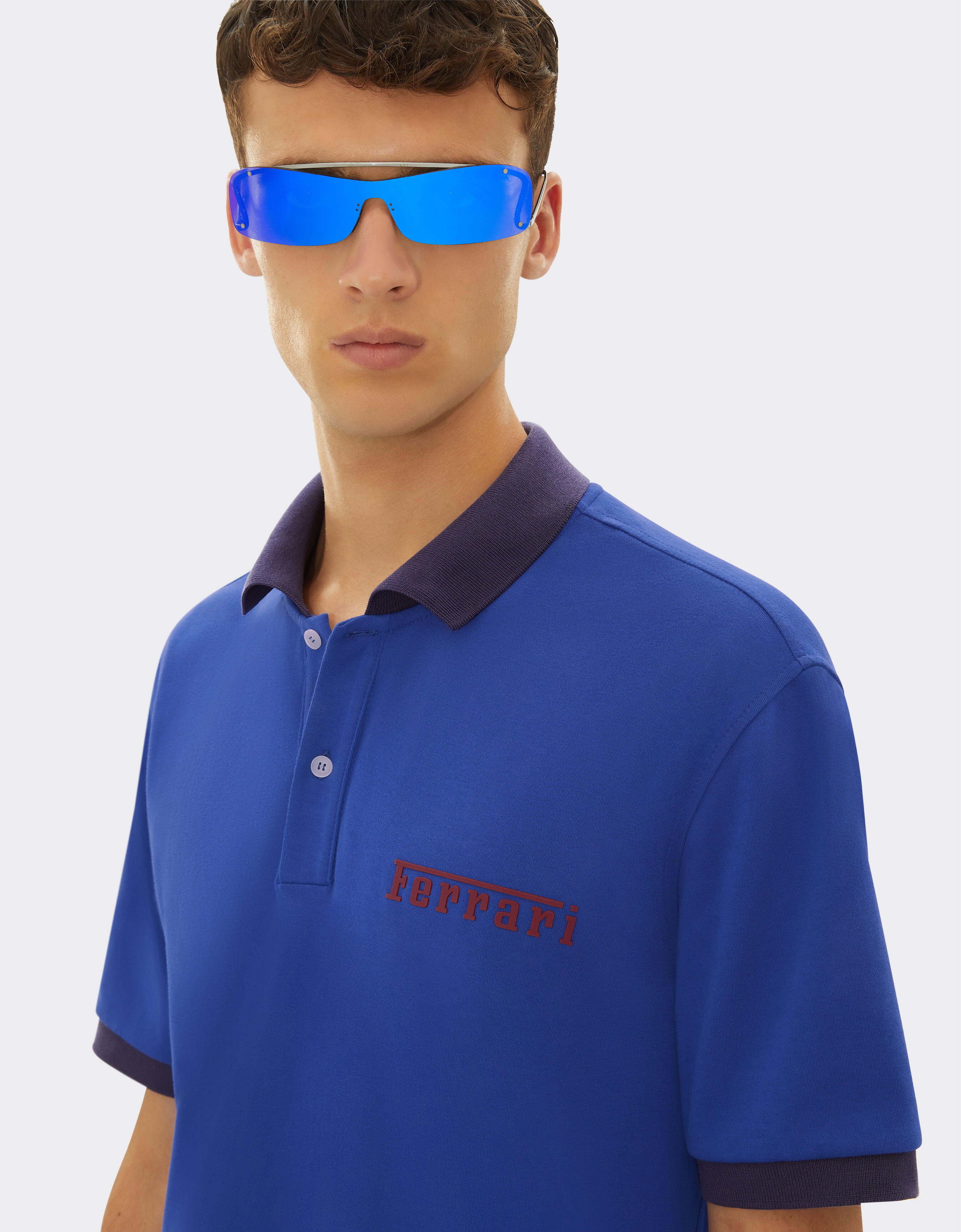 Ferrari 法拉利徽标短袖棉质 Polo 衫 古蓝色 48300f
