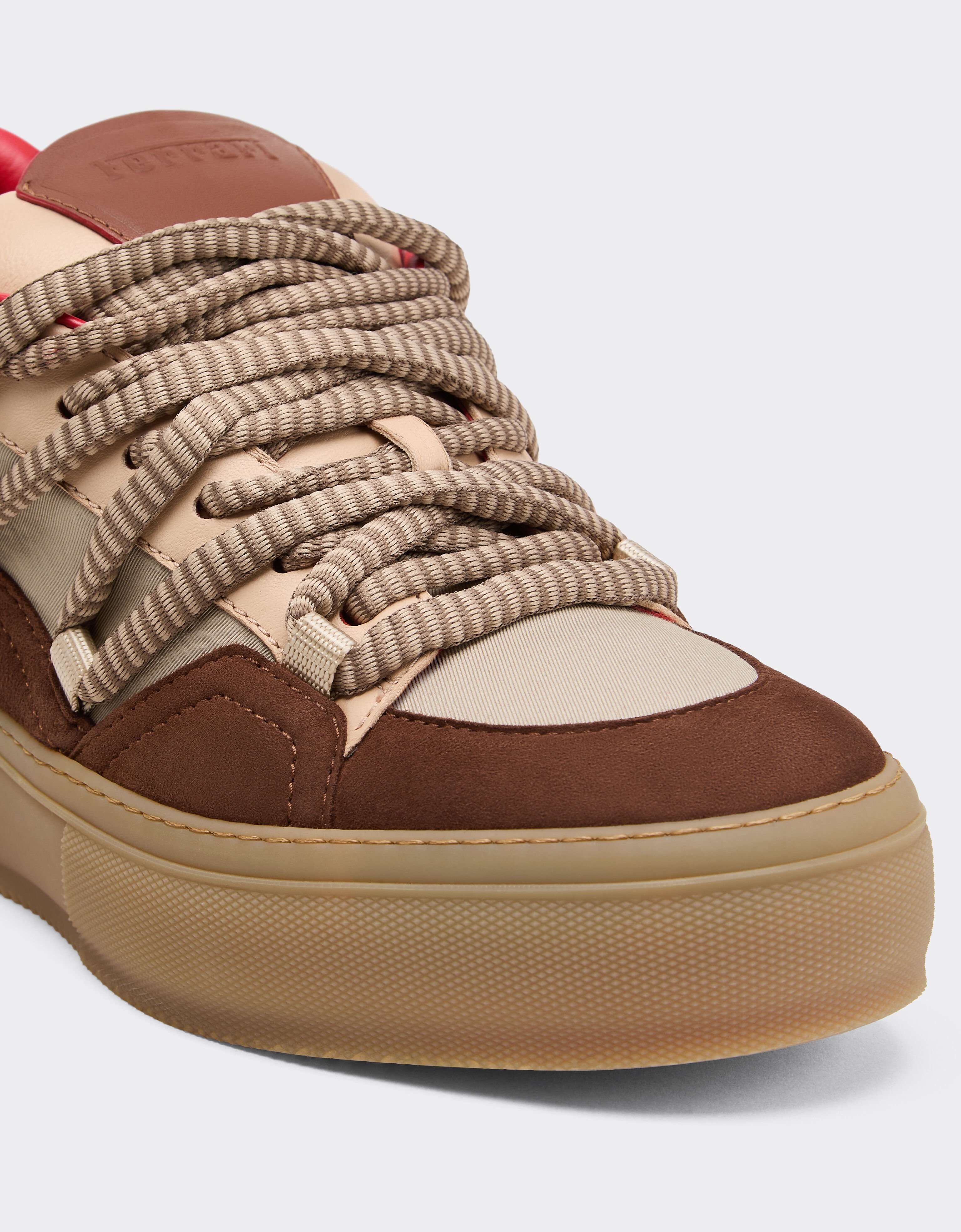 Ferrari Suede, Nappa leather and Q-Cycle® low-top sneaker Beige 22737f