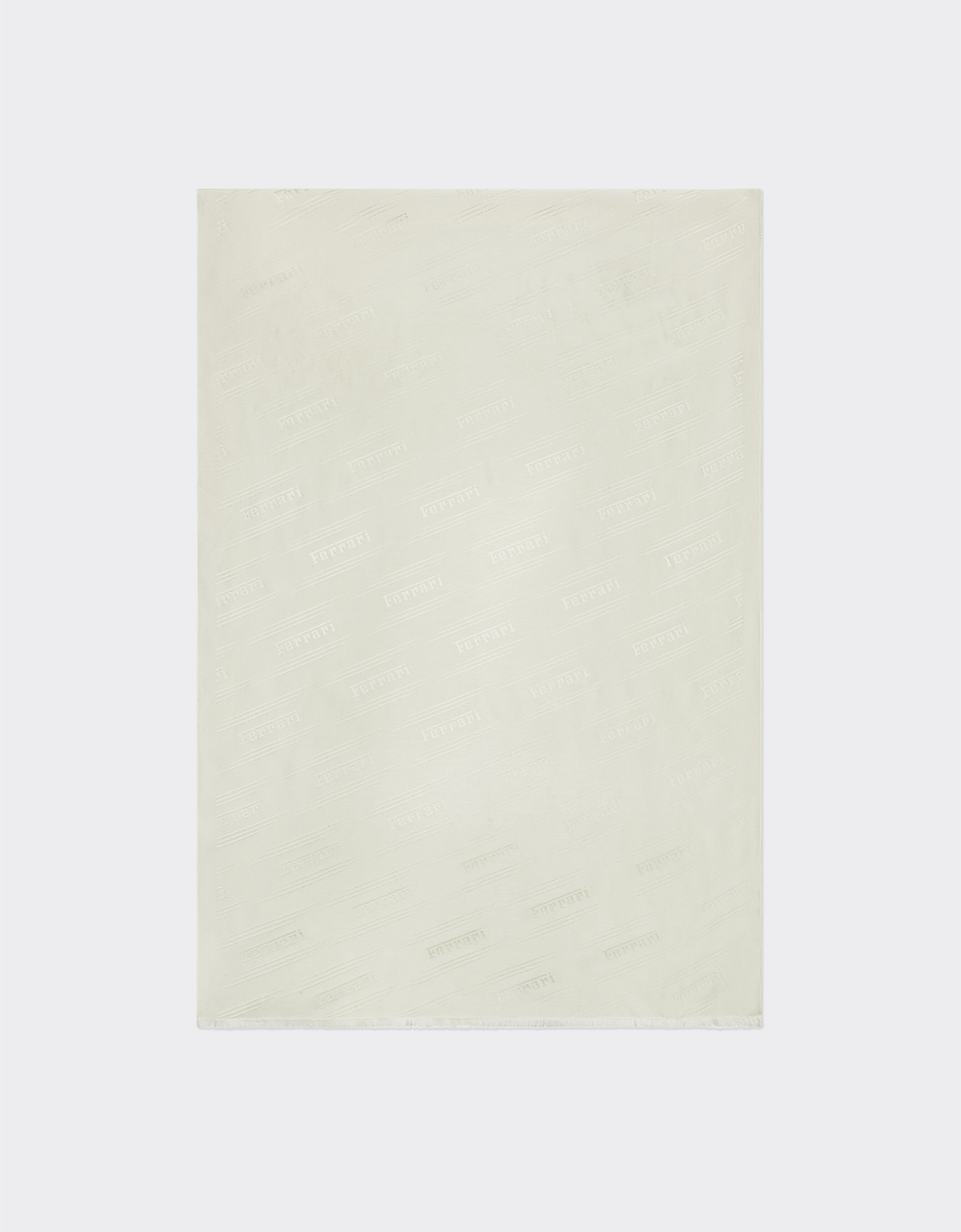 Ferrari 法拉利图案真丝和羊绒围巾 光学白 47073f