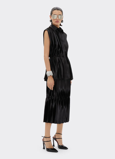 Ferrari Pleated shirt in liquid satin Black 21631f