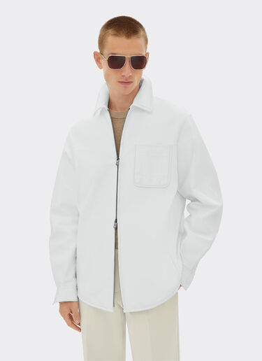 Ferrari Overshirt jacket in liquid leather Optical White 21881f