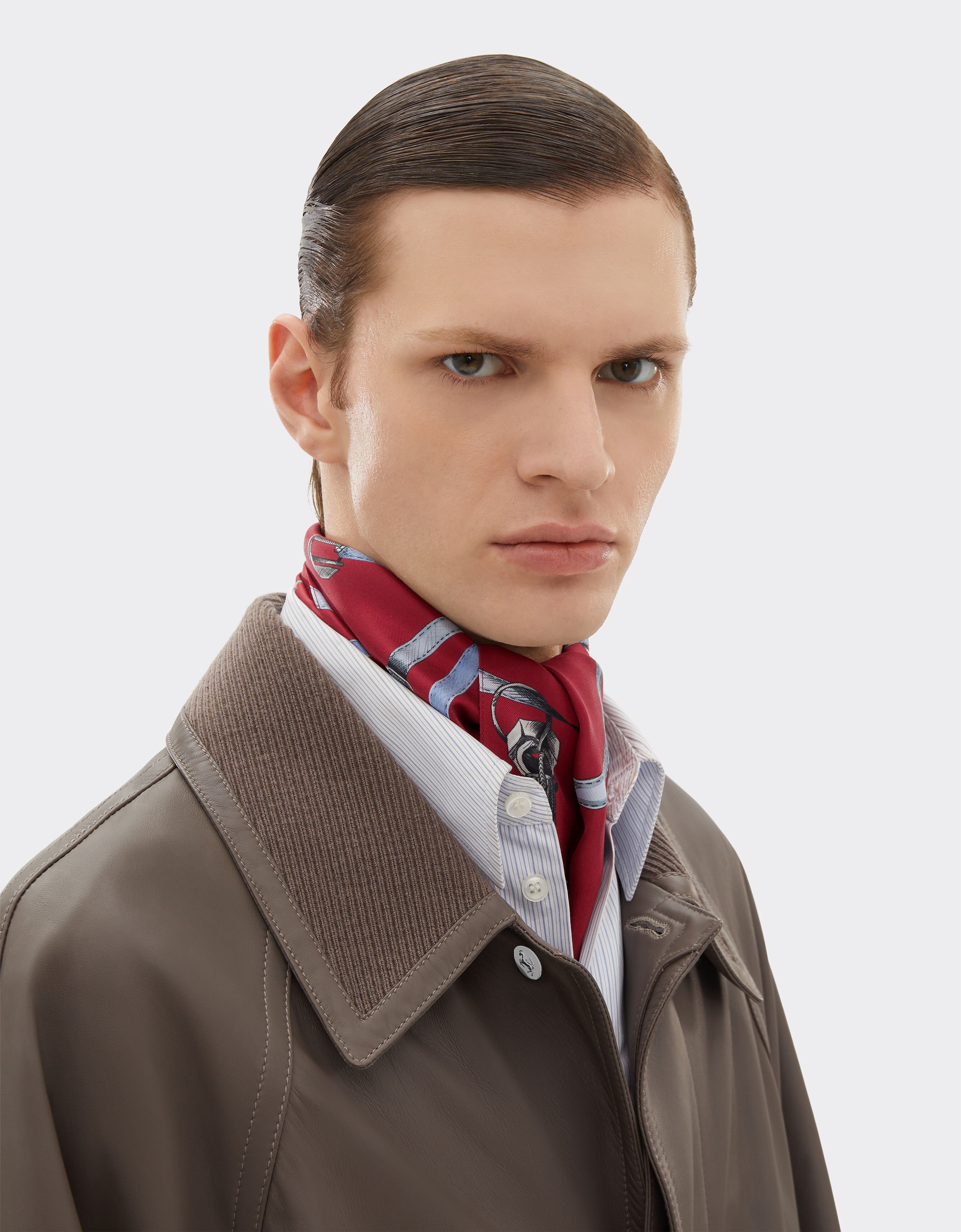 Ferrari Shelley in twill di seta con stampa Ferrari Closet Maison Red 50612f