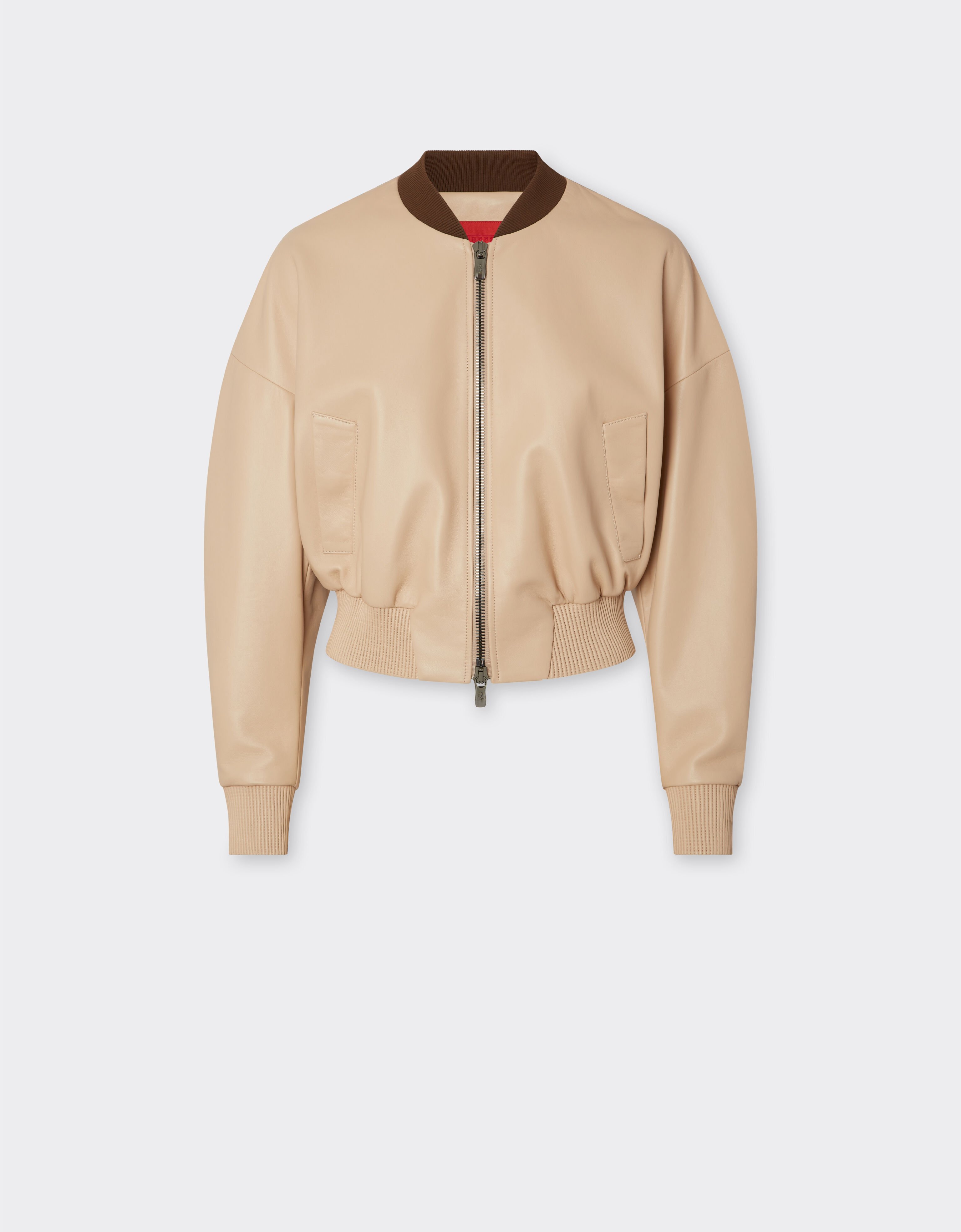 Ferrari Bomber jacket in nappa and suede Chalk 22659f