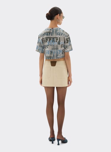 Cropped T-shirt with Ferrari Ikat print Ferrari Cropped T-shirt with Ferrari Ikat print Beige 22829f