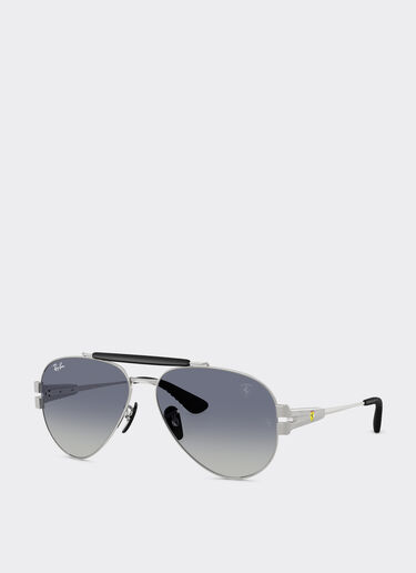 Ferrari Ray-Ban für Scuderia Ferrari RB3762M aus silbernem Metall mit blauen Gläsern mit grauem Farbverlauf Silber LA018f
