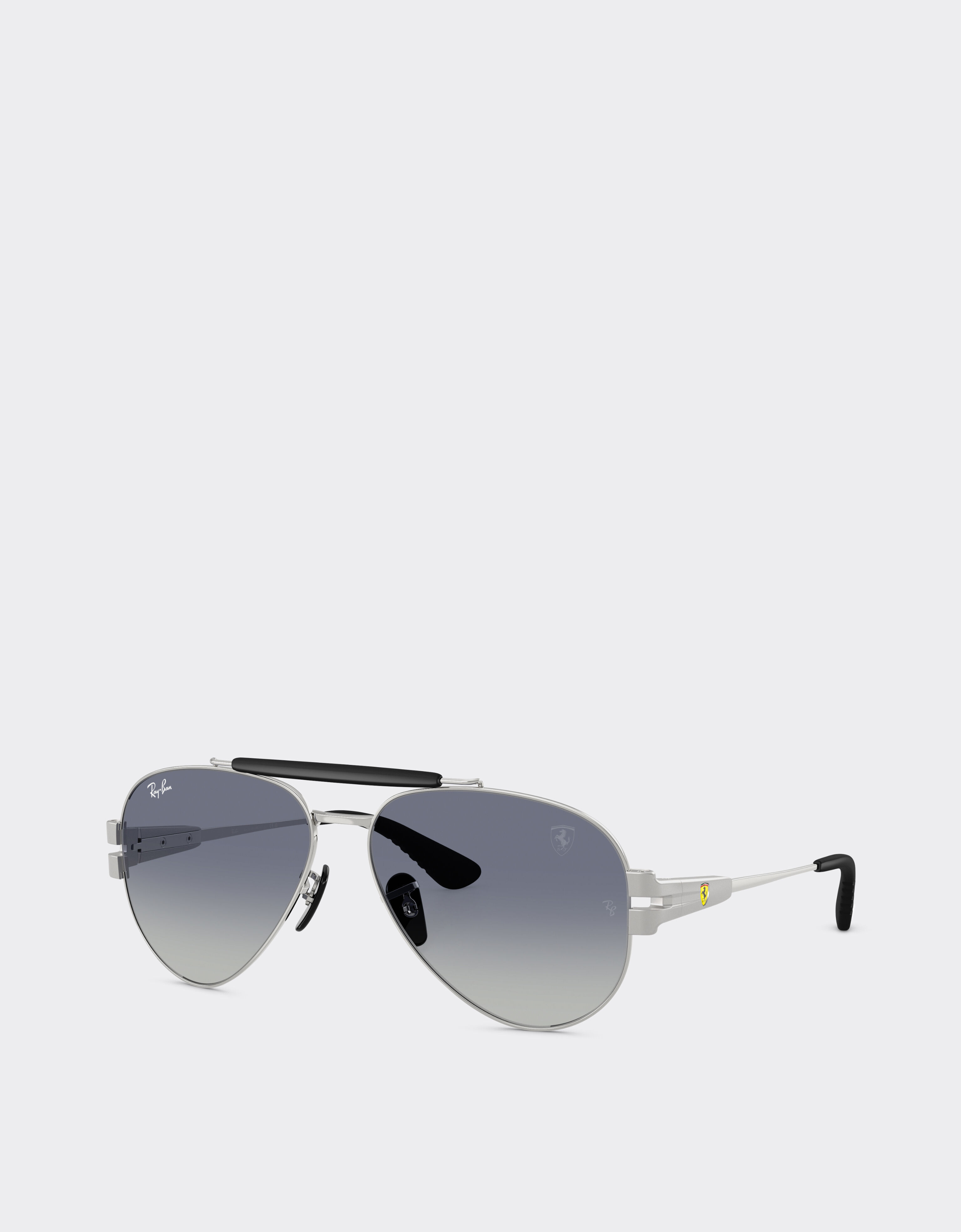 Ferrari Ray-Ban für Scuderia Ferrari RB3762M aus silbernem Metall mit blauen Gläsern mit grauem Farbverlauf Silber LA018f