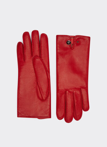 Ferrari Nappa leather gloves with button Rosso Dino 21349f