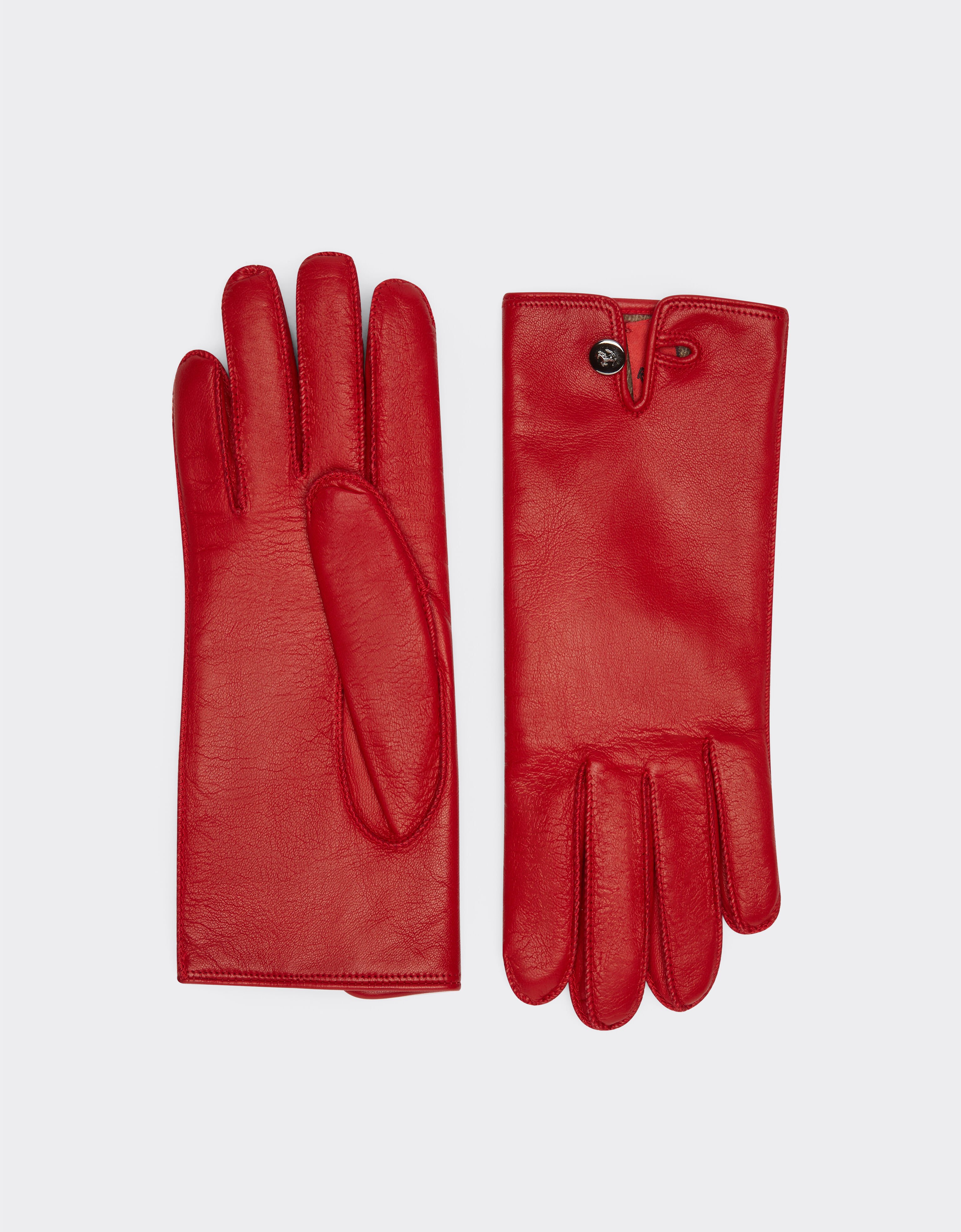 Ferrari Nappa leather gloves with button Rosso Dino 21349f