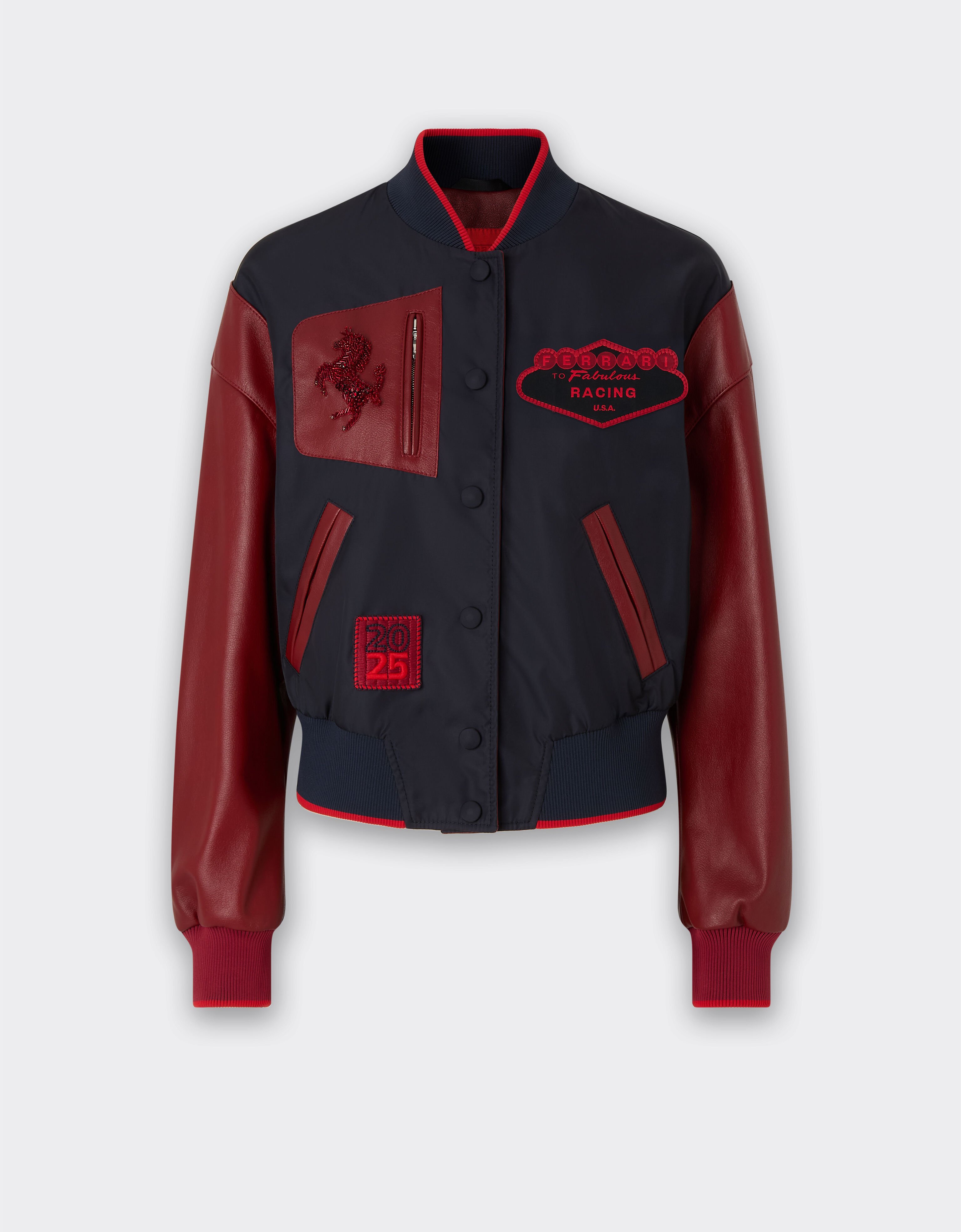 Ferrari Bomber jacket in Q-Cycle® nylon and leather Navy 50890f
