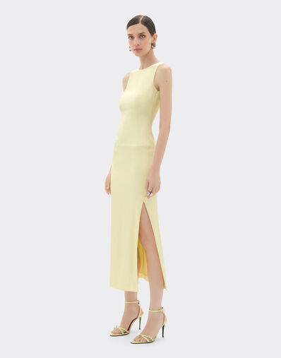 Ferrari Robe longue en satin stretch Jaune Iris 49931f