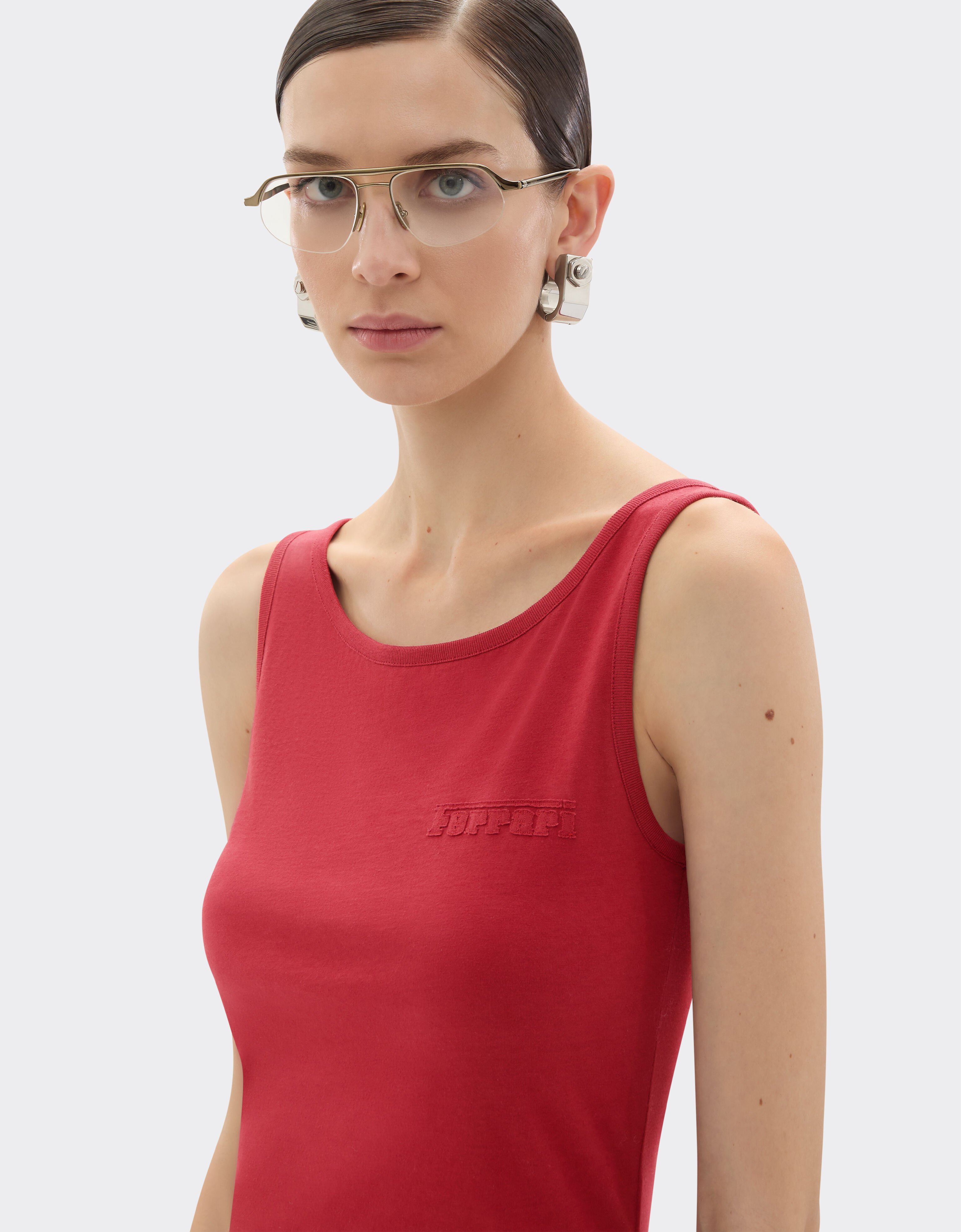 Ferrari Cotton tank top with Ferrari logo Maison Red 50848f