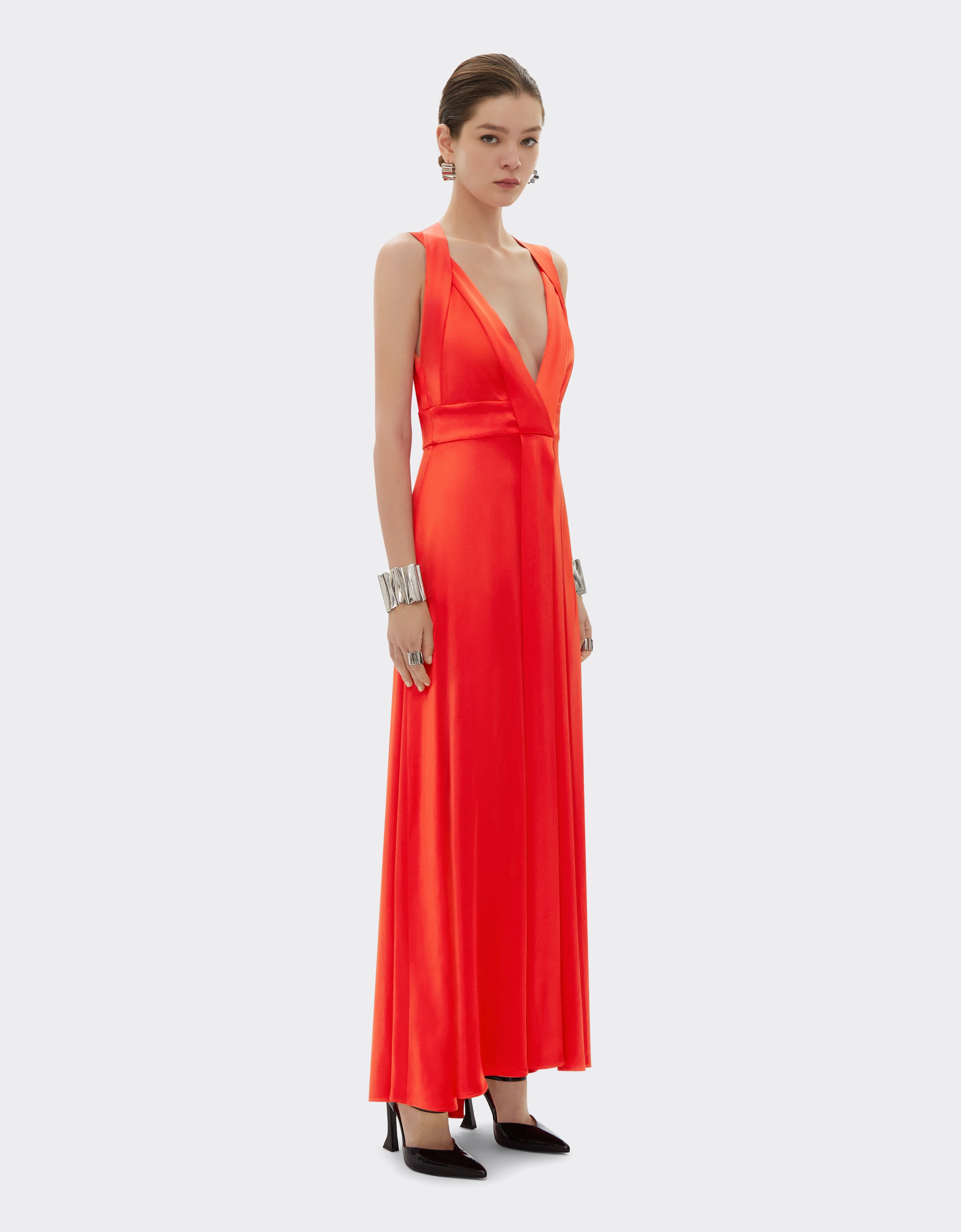 Ferrari Langes Kleid aus Stretch-Satin-Twill Schwarz 21633f