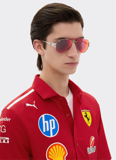 Ferrari Ray-Ban for Scuderia Ferrari RB3762M in silver-tone metal with blue/red mirror dark grey lenses Silver LA017f