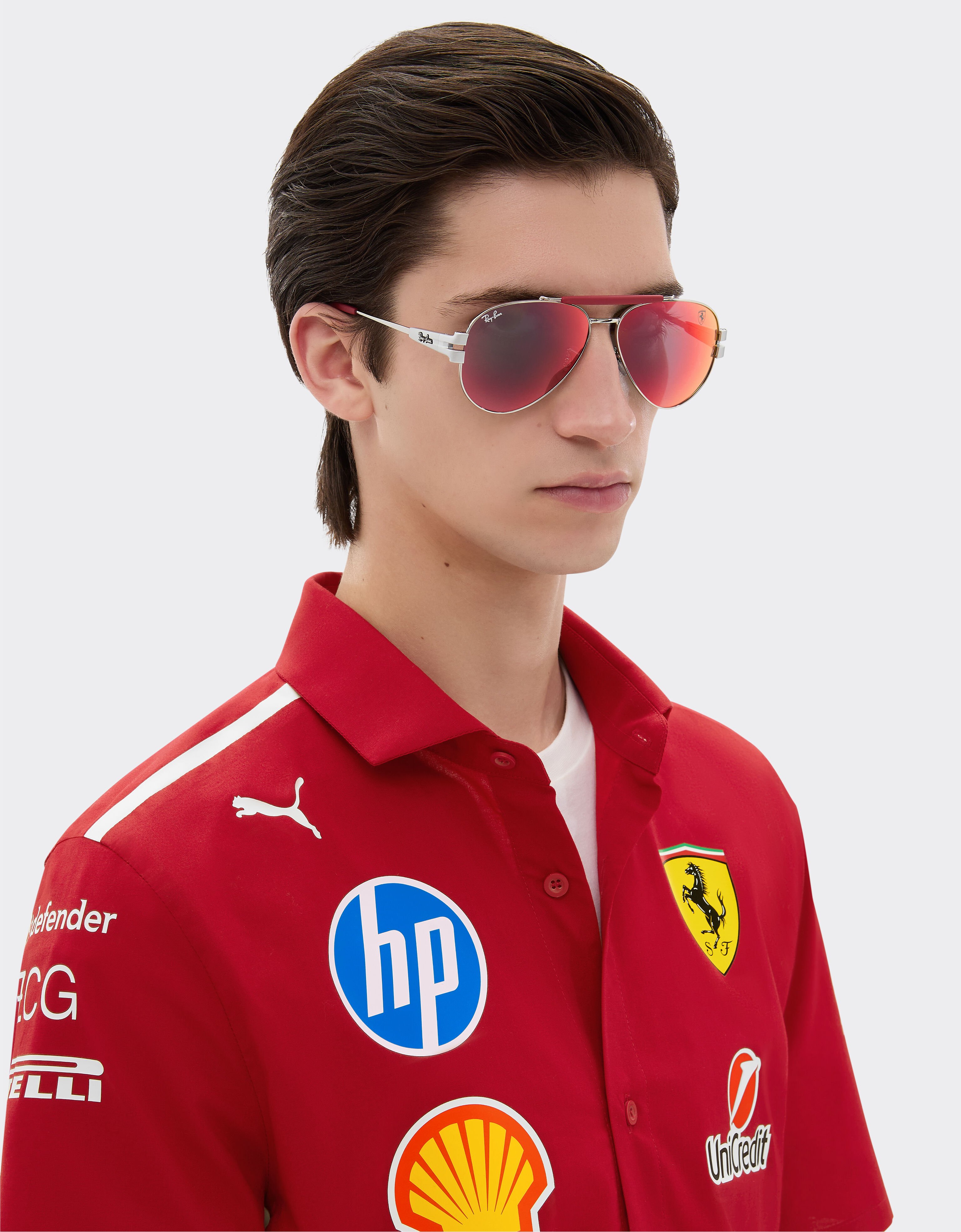 Ferrari Ray-Ban for Scuderia Ferrari RB3762M in silver-tone metal with blue/red mirror dark grey lenses Silver LA017f