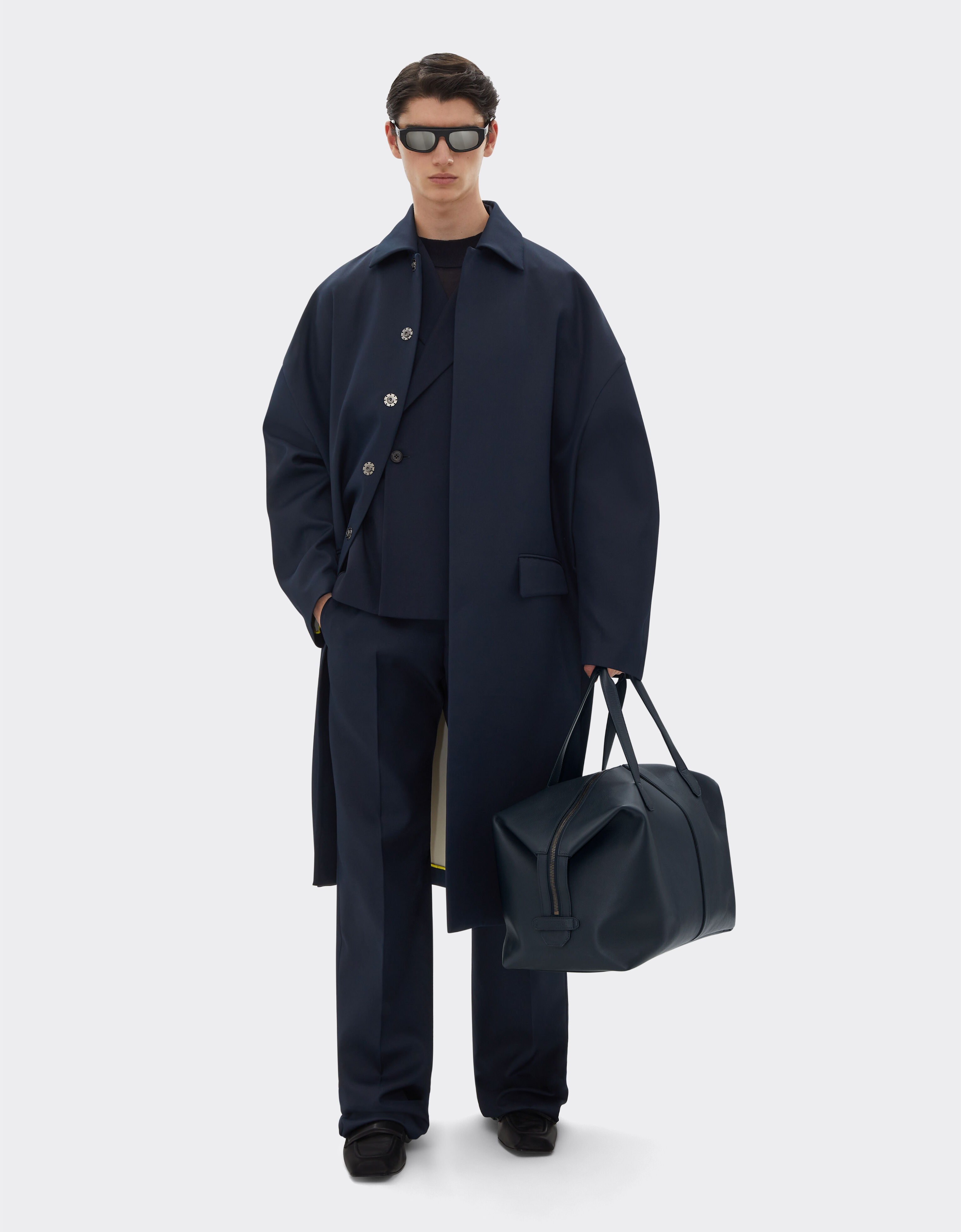 Ferrari Bolsa de viaje de piel granulada Navy 22075f