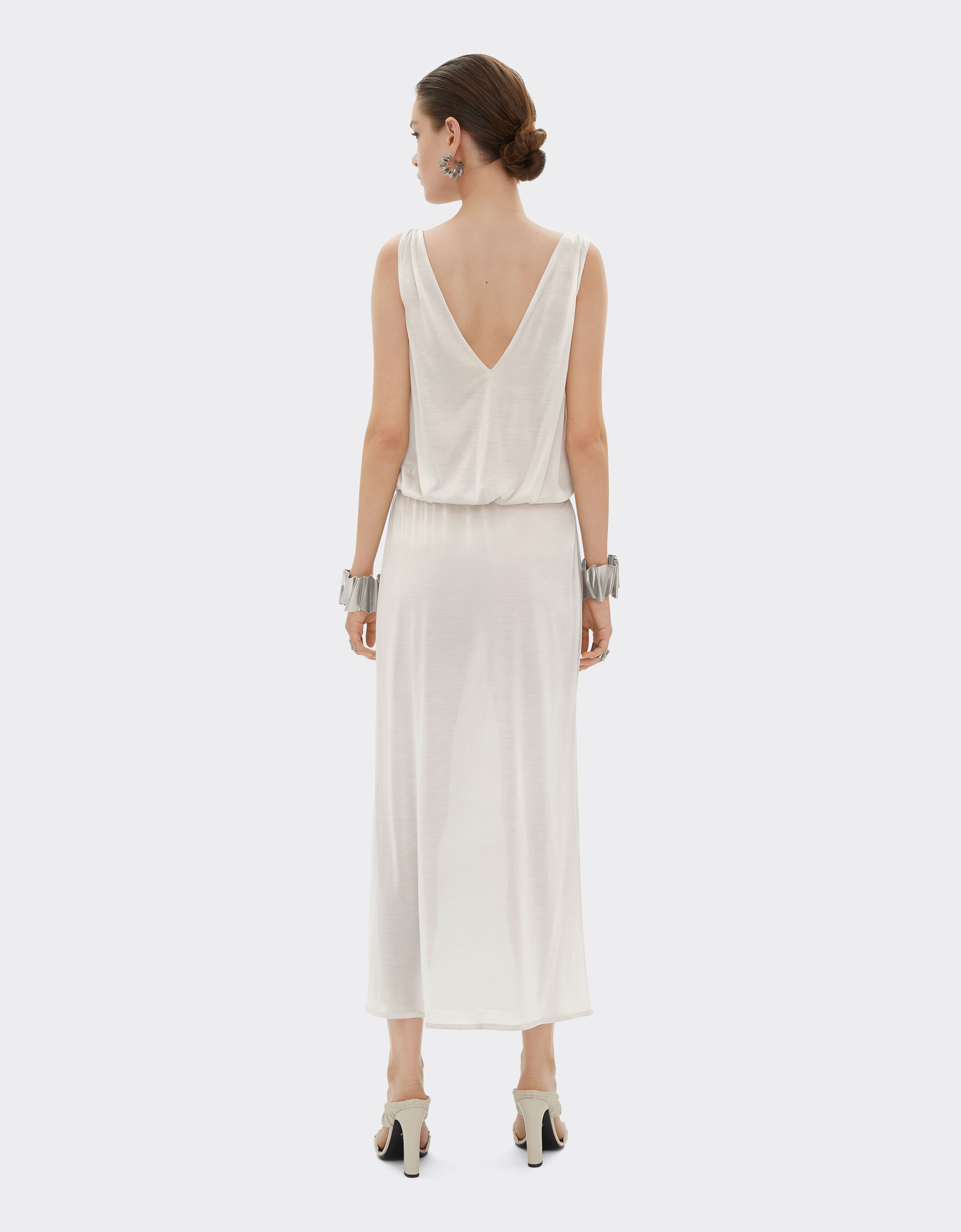 Ferrari Sleeveless dress in silk jersey Ecru 22174f