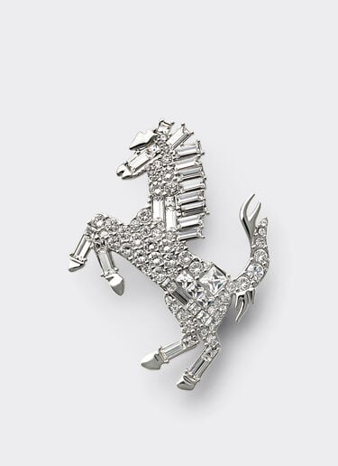 Ferrari Prancing Horse Rhinestone Brooch Silver CGWSP0001JU00005f